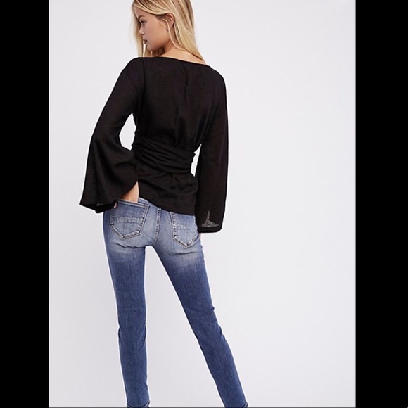 Free People Floral Embroidered Stretch Jeans 30 - Picture 3 of 3